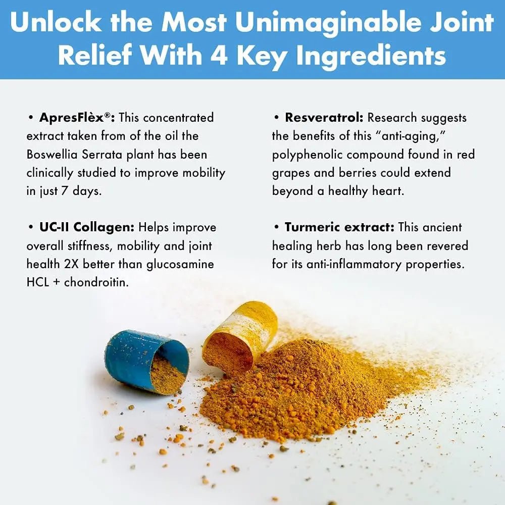 Advanced Joint Support Dietary Supplement with Turmeric, UC•II Collagen, Resveratrol - TrustMedUSA