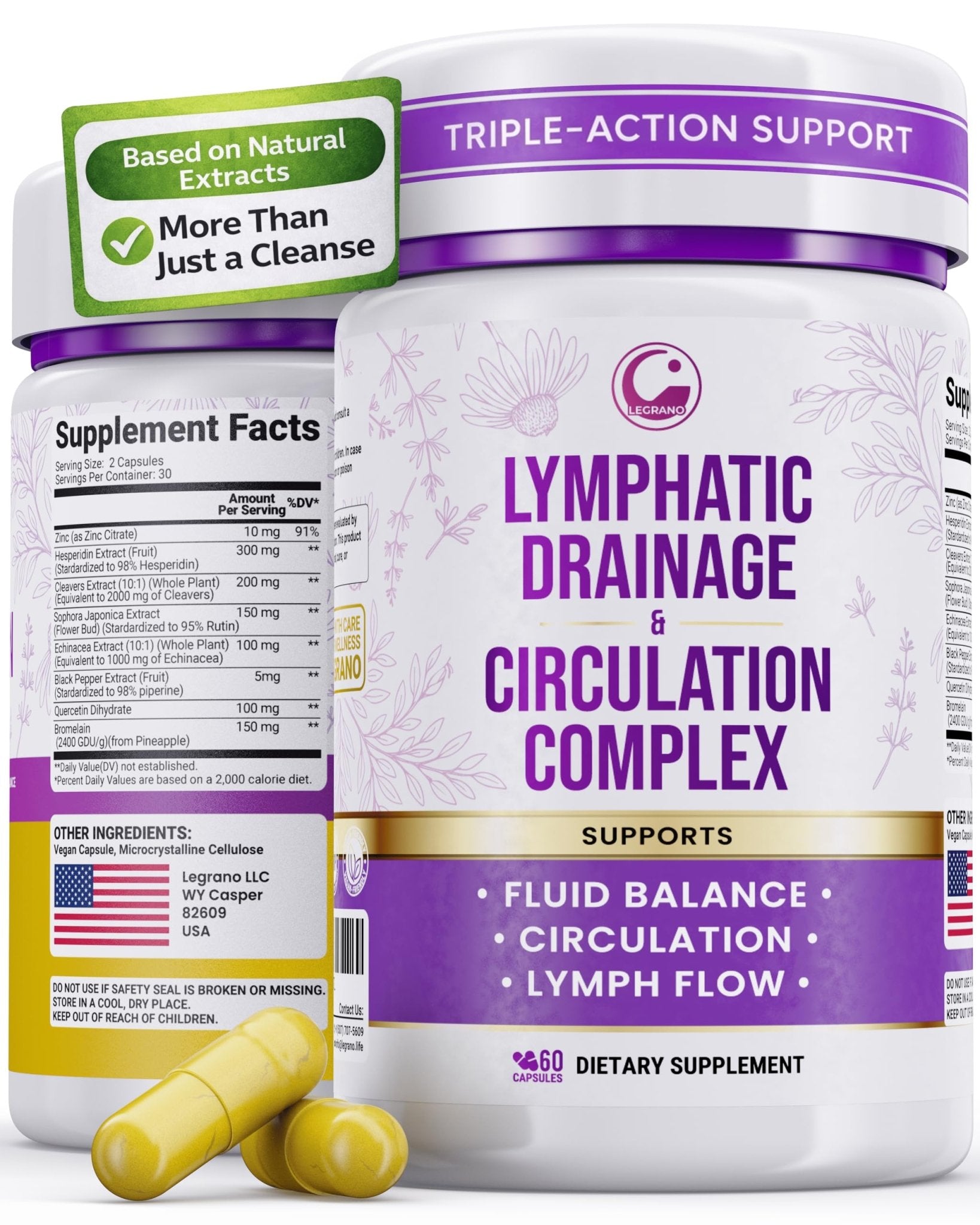 Advanced Lymphatic Drainage Supplements – Lymphatic Cleanse & Lymph System Support with Hesperidin, Rutin, Quercetin with Bromelain – Herbal Lymphatic Support Formula – 60 Capsules - TrustMedUSA