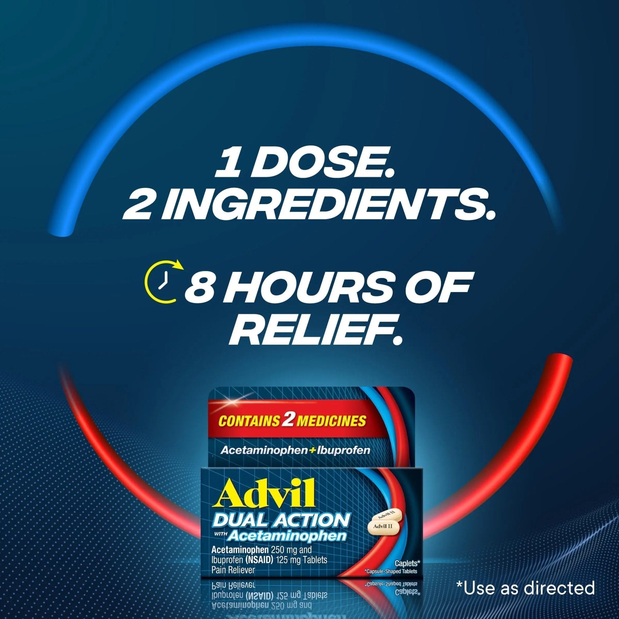 Advil Dual Action Coated Caplets, 125 Mg Ibuprofen and 250 Mg Acetaminophen per Dose (2 Dose Equivalent) for 8 Hour Pain Relief - 216 Count - TrustMedUSA