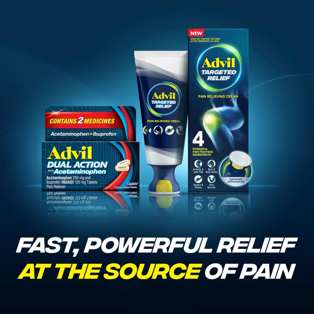 Advil Dual Action With Acetaminophen And Ibuprofen (2 Dose Equivalent) For 8 Hour Pain Relief, Coated 144 Ct Caplets And 2 Ct. Sample Of Advil PM - TrustMedUSA