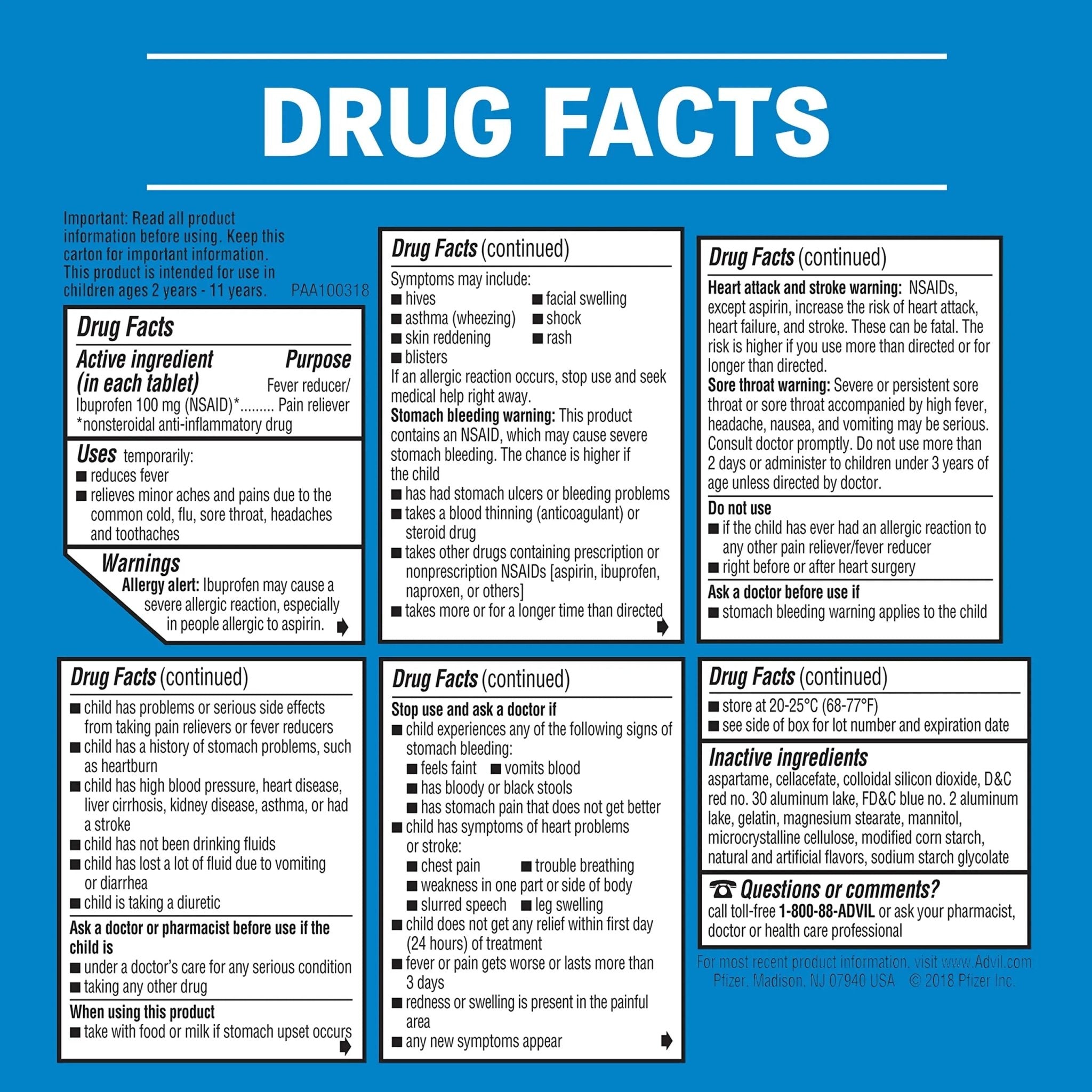 Advil Junior Strength Chewable Ibuprofen Pain Reliever and Fever Reducer, Children's Ibuprofen for Pain Relief, Grape - 24 Tablets - TrustMedUSA