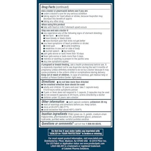 Advil Liqui-Gels Minis Pain Reliever and Fever Reducer, Pain Medicine for Adults with Ibuprofen 200mg for Pain Relief - 160 Liquid Filled Capsules - TrustMedUSA