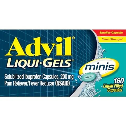 Advil Liqui-Gels Minis Pain Reliever and Fever Reducer, Pain Medicine for Adults with Ibuprofen 200mg for Pain Relief - 160 Liquid Filled Capsules - TrustMedUSA