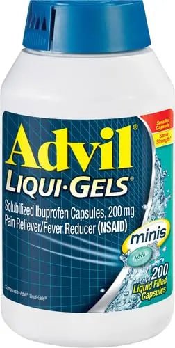 Advil Liqui-Gels minis Pain Reliever and Fever Reducer, Pain Medicine for Adults with Ibuprofen 200mg for Pain Relief - 200 Liquid Filled Capsules - TrustMedUSA