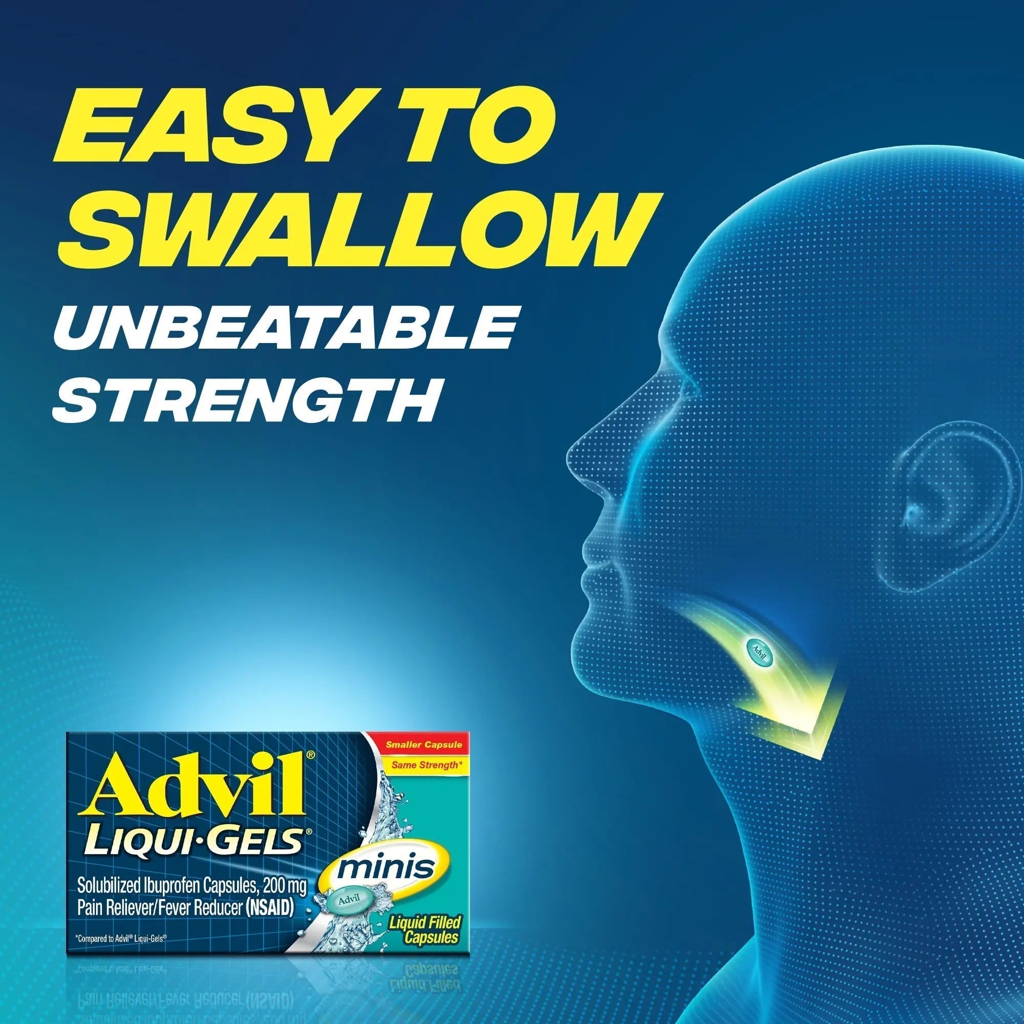 Advil Liqui-Gels minis Pain Reliever and Fever Reducer, Pain Medicine for Adults with Ibuprofen 200mg for Pain Relief - 50x2 Liquid Filled Capsules - TrustMedUSA