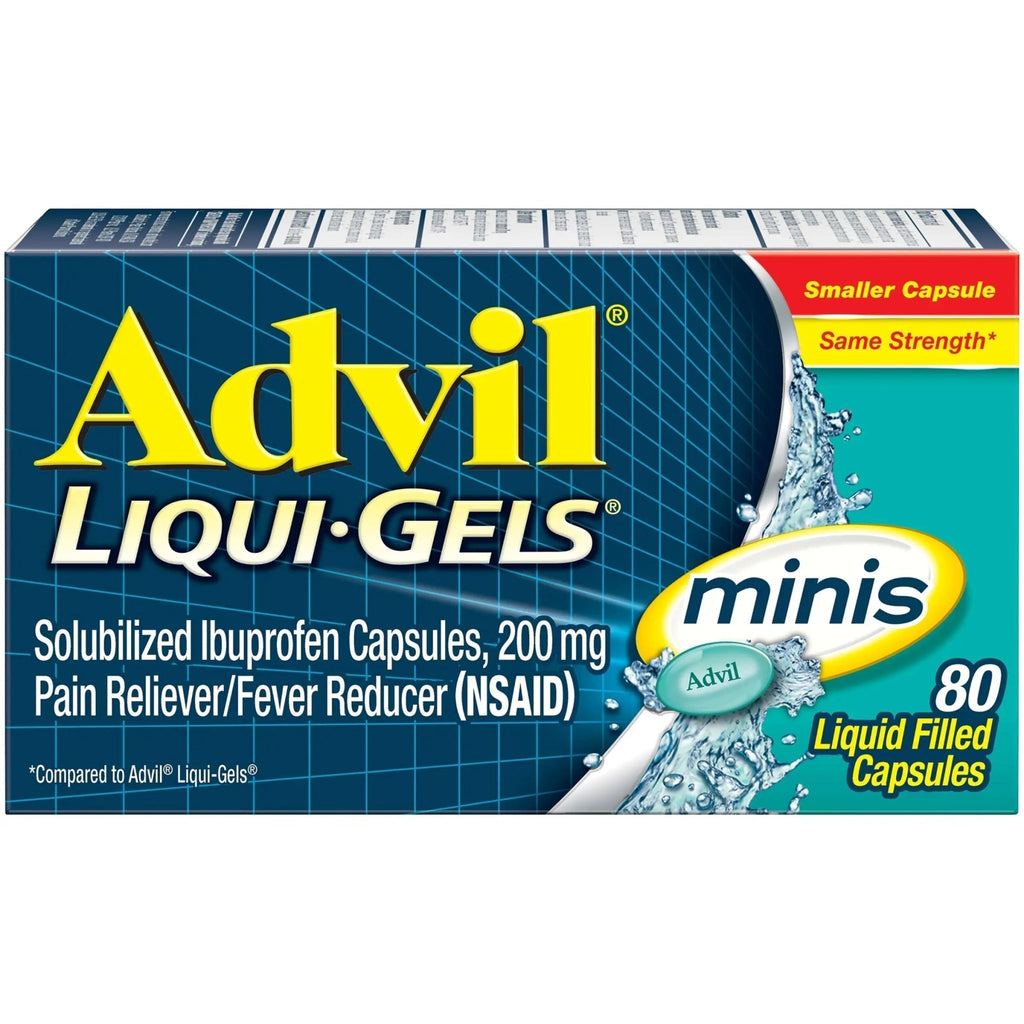 Advil Liqui-Gels Minis Pain Reliever and Fever Reducer, Pain Medicine for Adults with Ibuprofen 200mg for Pain Relief - 80 Liquid Filled Capsules - TrustMedUSA