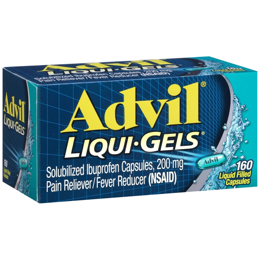 Advil Liqui-Gels Pain Reliever and Fever Reducer, Pain Medicine for Adults with Ibuprofen 200mg for Headache, Backache, Menstrual Pain and Joint Pain Relief - 160 Liquid Filled Capsules - TrustMedUSA