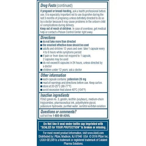Advil Liqui-Gels Pain Reliever And Fever Reducer, Pain Medicine For Adults With Ibuprofen 200mg For Headache, Backache, Menstrual Pain And Joint Pain Relief - 40 Liquid Filled Capsules - TrustMedUSA
