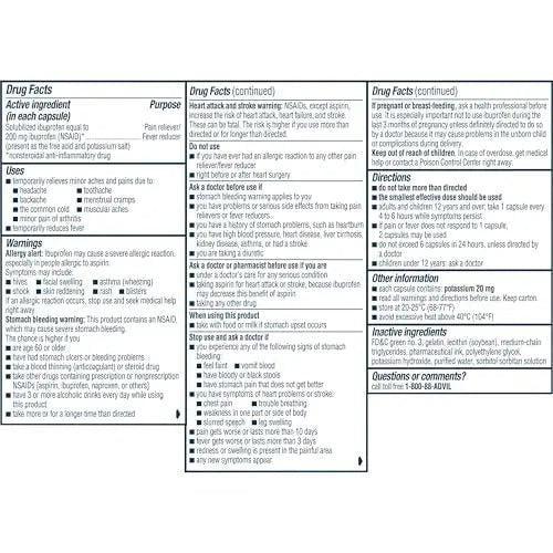 Advil Liqui-Gels Pain Reliever And Fever Reducer, Pain Medicine For Adults With Ibuprofen 200mg For Headache, Backache, Menstrual Pain And Joint Pain Relief - 40 Liquid Filled Capsules - TrustMedUSA