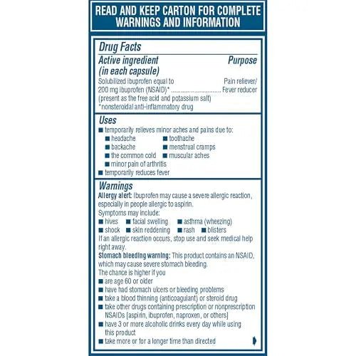 Advil Liqui-Gels Pain Reliever And Fever Reducer, Pain Medicine For Adults With Ibuprofen 200mg For Headache, Backache, Menstrual Pain And Joint Pain Relief - 40 Liquid Filled Capsules - TrustMedUSA