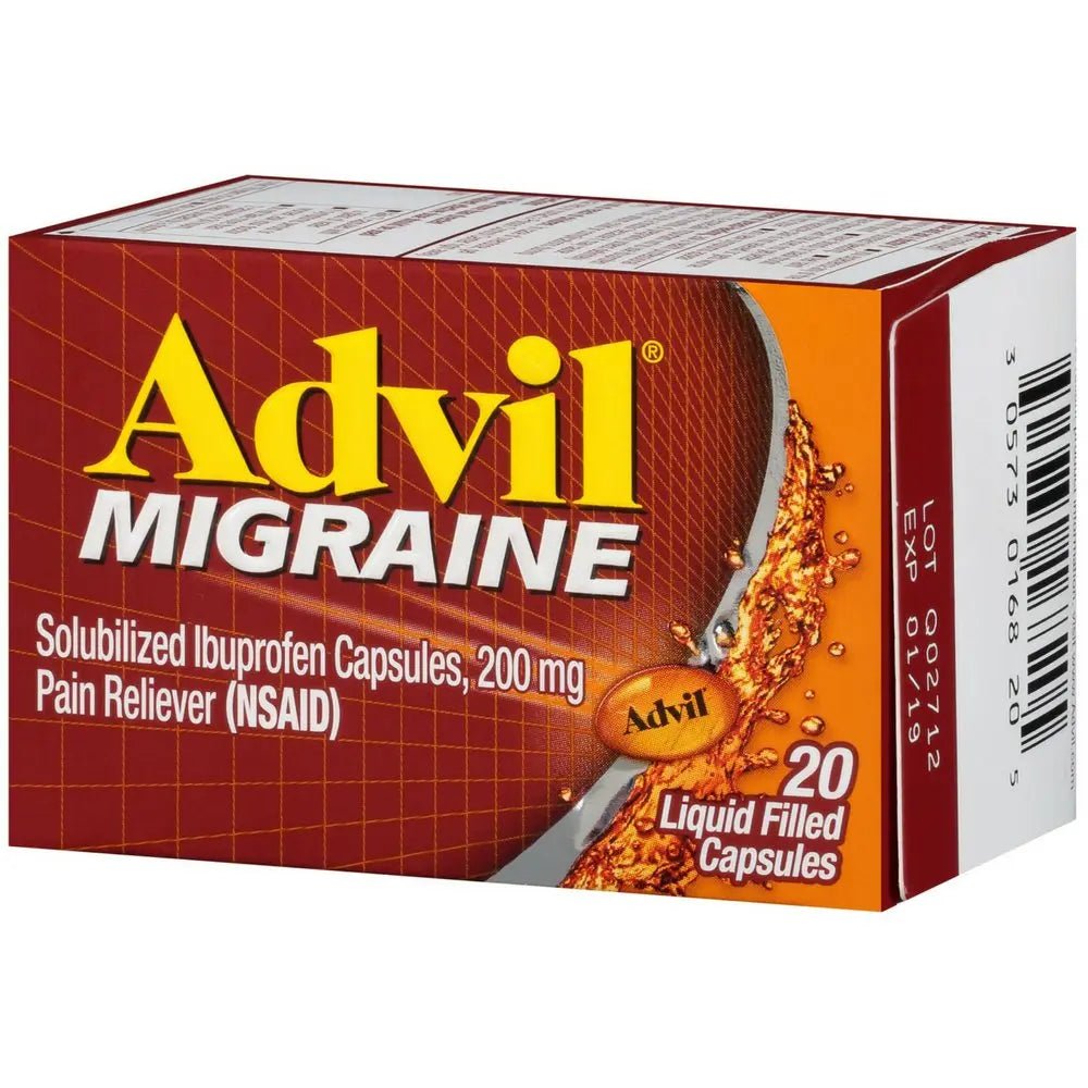 Advil Migrain 20'S Size 20ct Advil Migraine Pain Relief Liquid Filled Capsules 20ct - TrustMedUSA