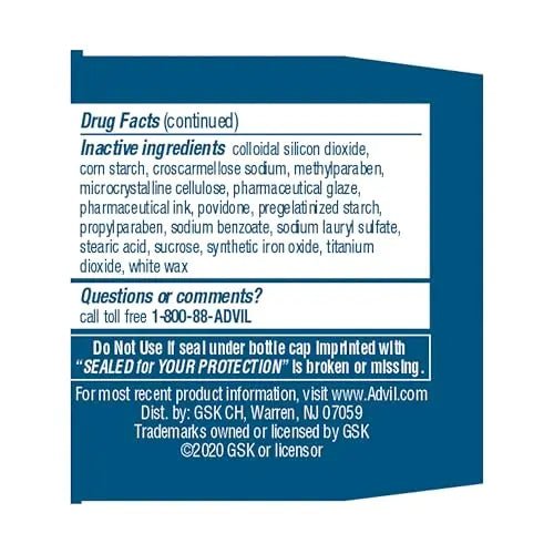 Advil Pain Reliever and Fever Reducer, Ibuprofen 200mg for Pain Relief - 50 Coated Tablets - TrustMedUSA