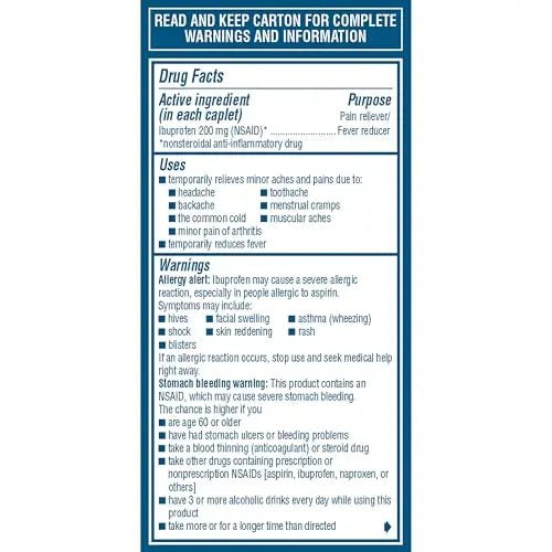 Advil Pain Reliever and Fever Reducer, Pain Relief Medicine with Ibuprofen 200mg for Headache, Backache, Menstrual Pain and Joint Pain Relief - 100 Coated Caplets - TrustMedUSA