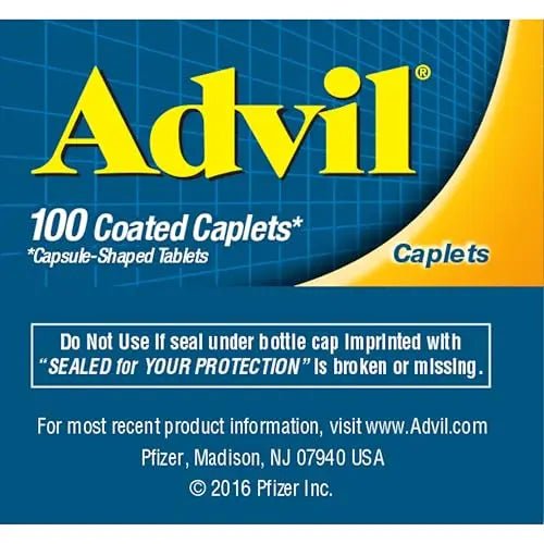 Advil Pain Reliever and Fever Reducer, Pain Relief Medicine with Ibuprofen 200mg for Headache, Backache, Menstrual Pain and Joint Pain Relief - 100 Coated Caplets - TrustMedUSA
