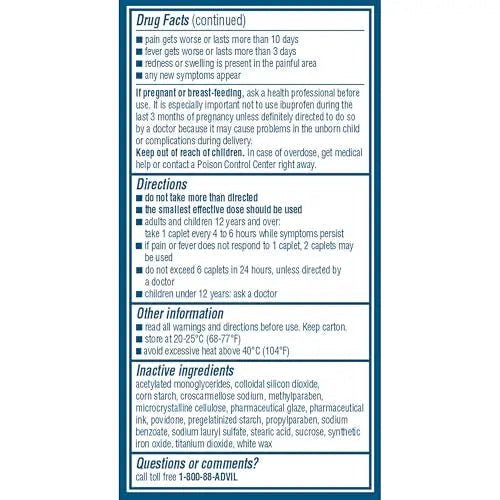 Advil Pain Reliever and Fever Reducer, Pain Relief Medicine with Ibuprofen 200mg for Headache, Backache, Menstrual Pain and Joint Pain Relief - 100 Coated Caplets - TrustMedUSA