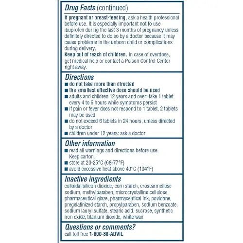Advil Pain Reliever and Fever Reducer, Pain Relief Medicine with Ibuprofen 200mg for Headache, Backache, Menstrual Pain and Joint Pain Relief - 100 Coated Tablets - TrustMedUSA