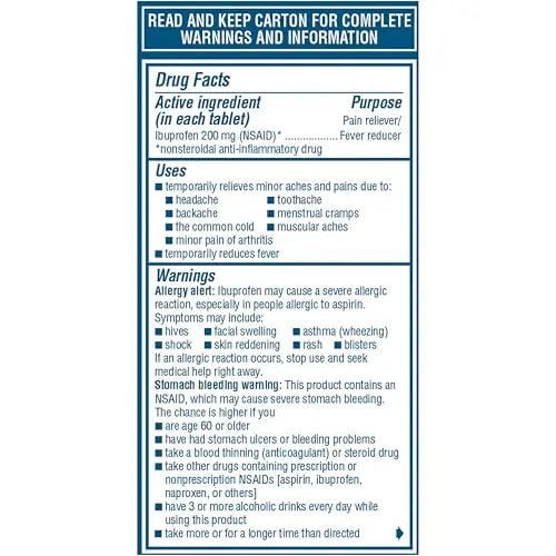 Advil Pain Reliever and Fever Reducer, Pain Relief Medicine with Ibuprofen 200mg for Headache, Backache, Menstrual Pain and Joint Pain Relief - 100 Coated Tablets - TrustMedUSA