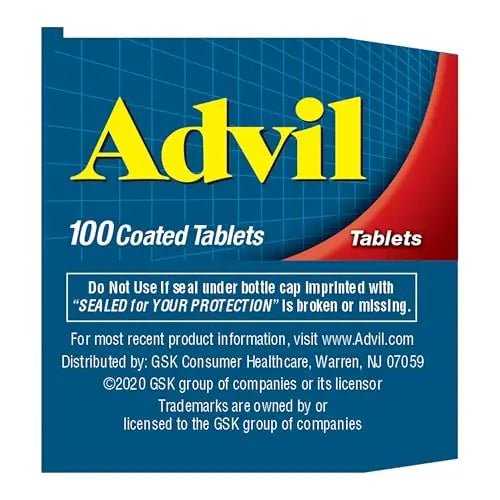 Advil Pain Reliever and Fever Reducer, Pain Relief Medicine with Ibuprofen 200mg for Headache, Backache, Menstrual Pain and Joint Pain Relief - 100 Coated Tablets - TrustMedUSA