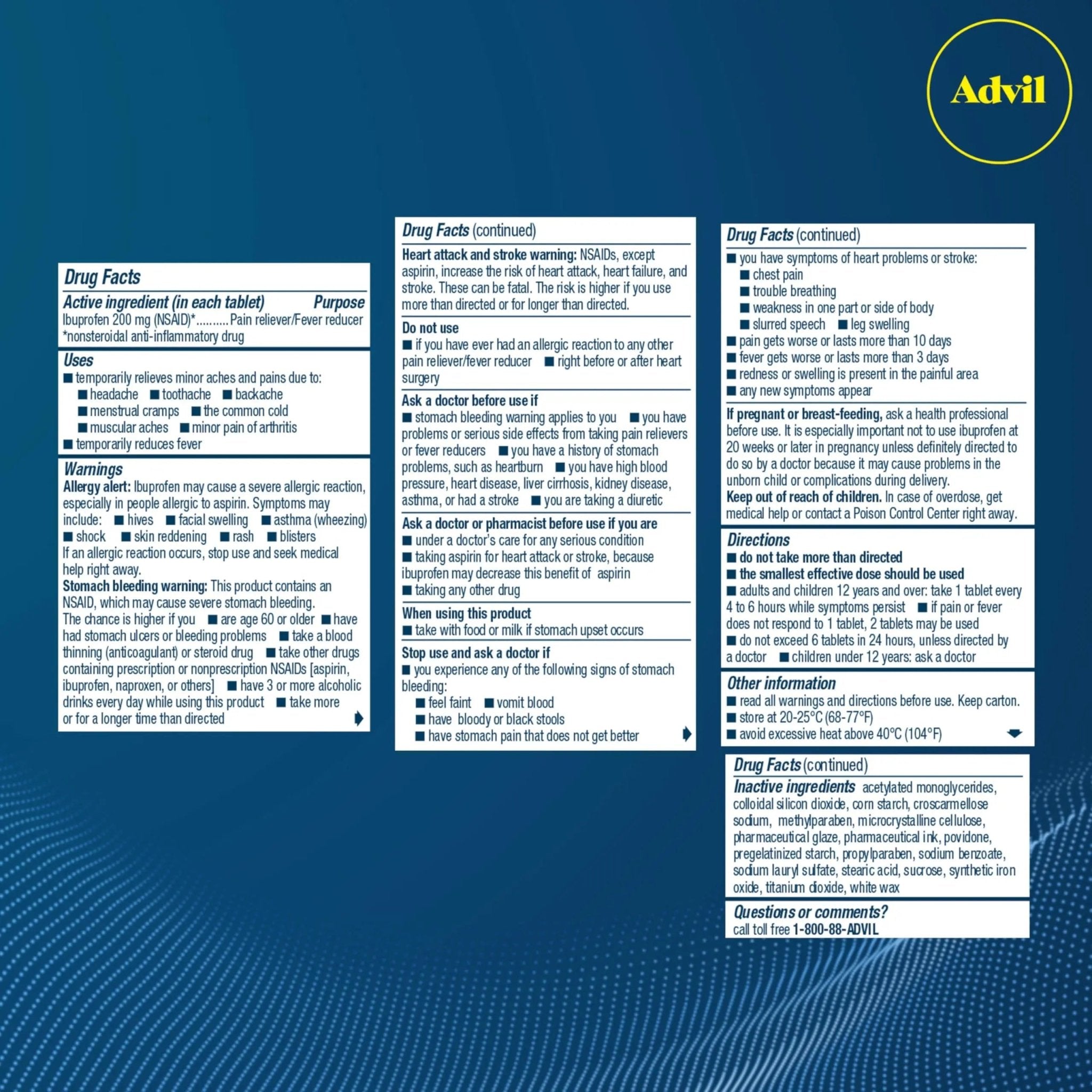 Advil Pain Reliever and Fever Reducer, Pain Relief Medicine with Ibuprofen 200mg for Headache, Backache, Menstrual Pain and Joint Pain Relief - 300+24 Coated Tablets - TrustMedUSA