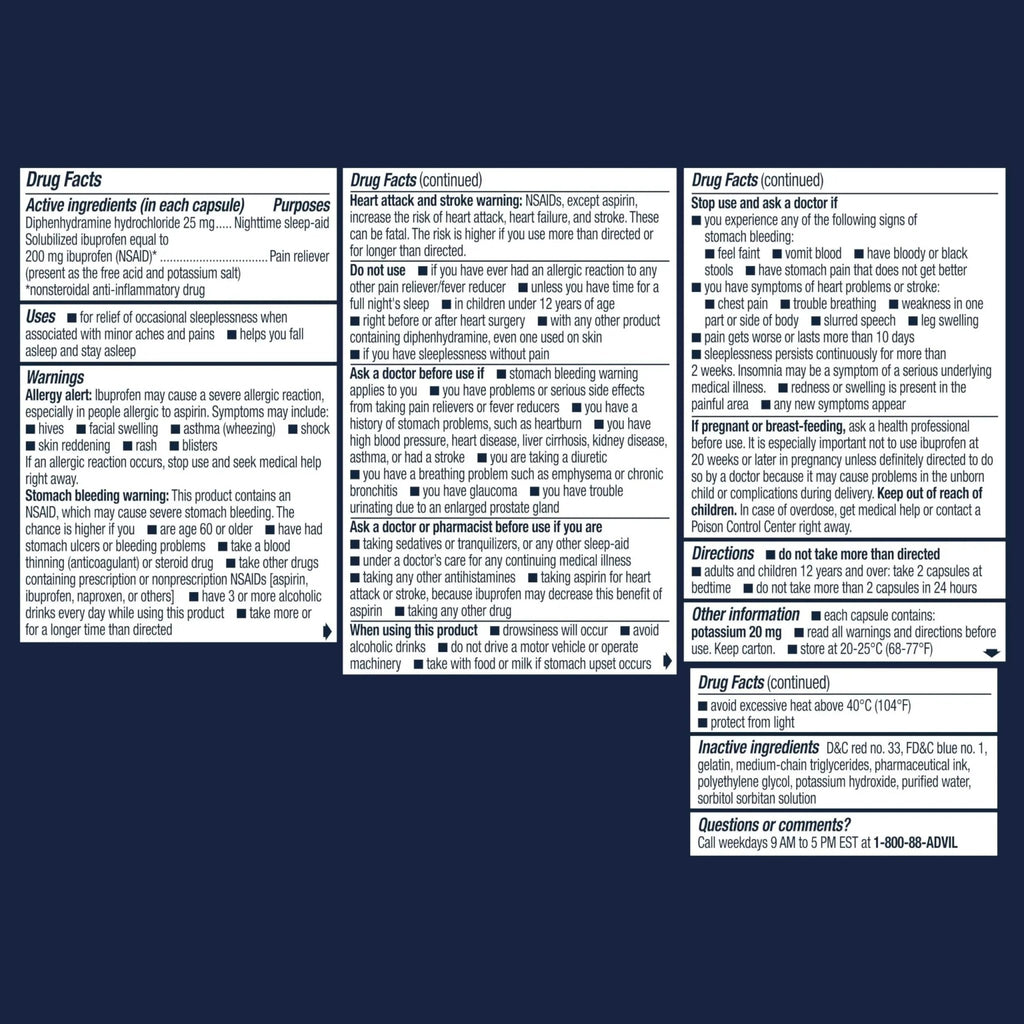 Advil PM Liqui-Gels Minis, 80 Liquid Filled Capsules - TrustMedUSA