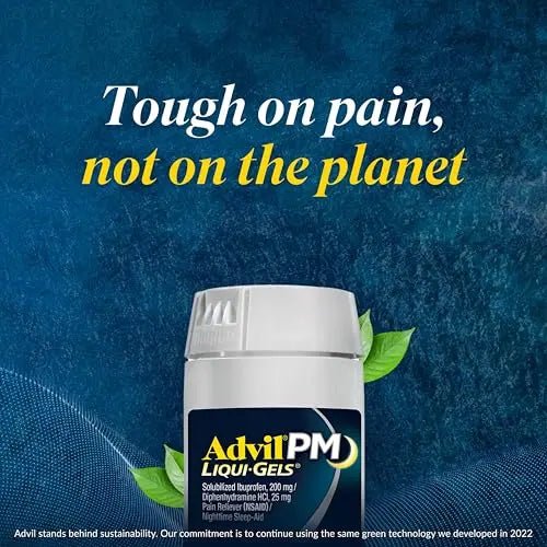 Advil PM Liqui-Gels Pain Reliever and Nighttime Sleep Aid, Pain Medicine with Ibuprofen for Pain Relief and Diphenhydramine HCL for a Sleep Aid - 2x80 Liquid Filled Capsules - TrustMedUSA
