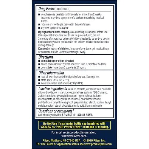 Advil PM Pain Reliever and Nighttime Sleep Aid, Ibuprofen for Pain Relief and Diphenhydramine Citrate for a Sleep Aid - 120 Coated Caplets and Pain Reliever and Fever Reducer, 10 Count Tablets - TrustMedUSA