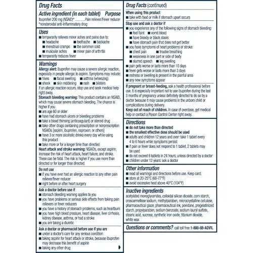Advil PM Pain Reliever and Nighttime Sleep Aid, Ibuprofen for Pain Relief and Diphenhydramine Citrate for a Sleep Aid - 120 Coated Caplets and Pain Reliever and Fever Reducer, 10 Count Tablets - TrustMedUSA