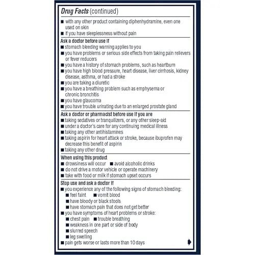 Advil PM Pain Reliever and Nighttime Sleep Aid, Ibuprofen for Pain Relief and Diphenhydramine Citrate for a Sleep Aid - 120 Coated Caplets and Pain Reliever and Fever Reducer, 10 Count Tablets - TrustMedUSA