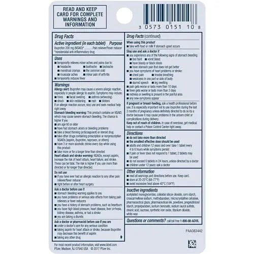 Advil PM Pain Reliever and Nighttime Sleep Aid, Ibuprofen for Pain Relief and Diphenhydramine Citrate for a Sleep Aid - 120 Coated Caplets and Pain Reliever and Fever Reducer, 10 Count Tablets - TrustMedUSA