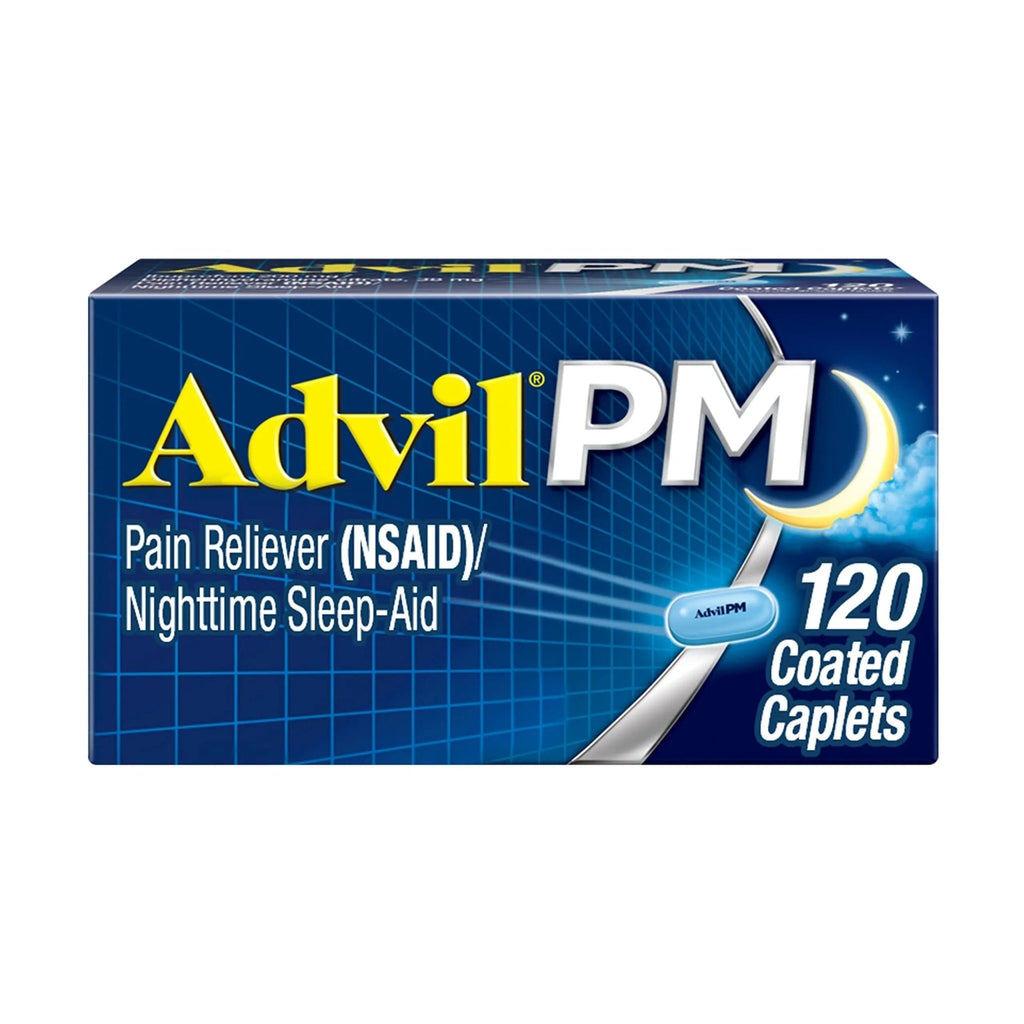 Advil PM Pain Reliever And Nighttime Sleep Aid, Pain Medicine With Ibuprofen For Pain Relief And Diphenhydramine Citrate For A Sleep Aid - 120 Coated Caplets - TrustMedUSA