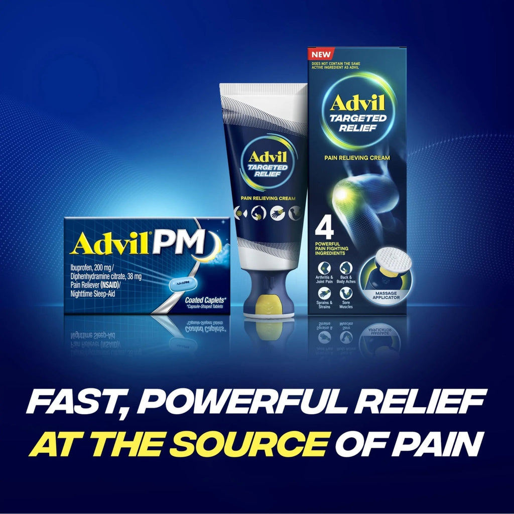 Advil PM Pain Reliever And Nighttime Sleep Aid, Pain Medicine With Ibuprofen For Pain Relief And Diphenhydramine Citrate For A Sleep Aid - 120 Coated Caplets - TrustMedUSA