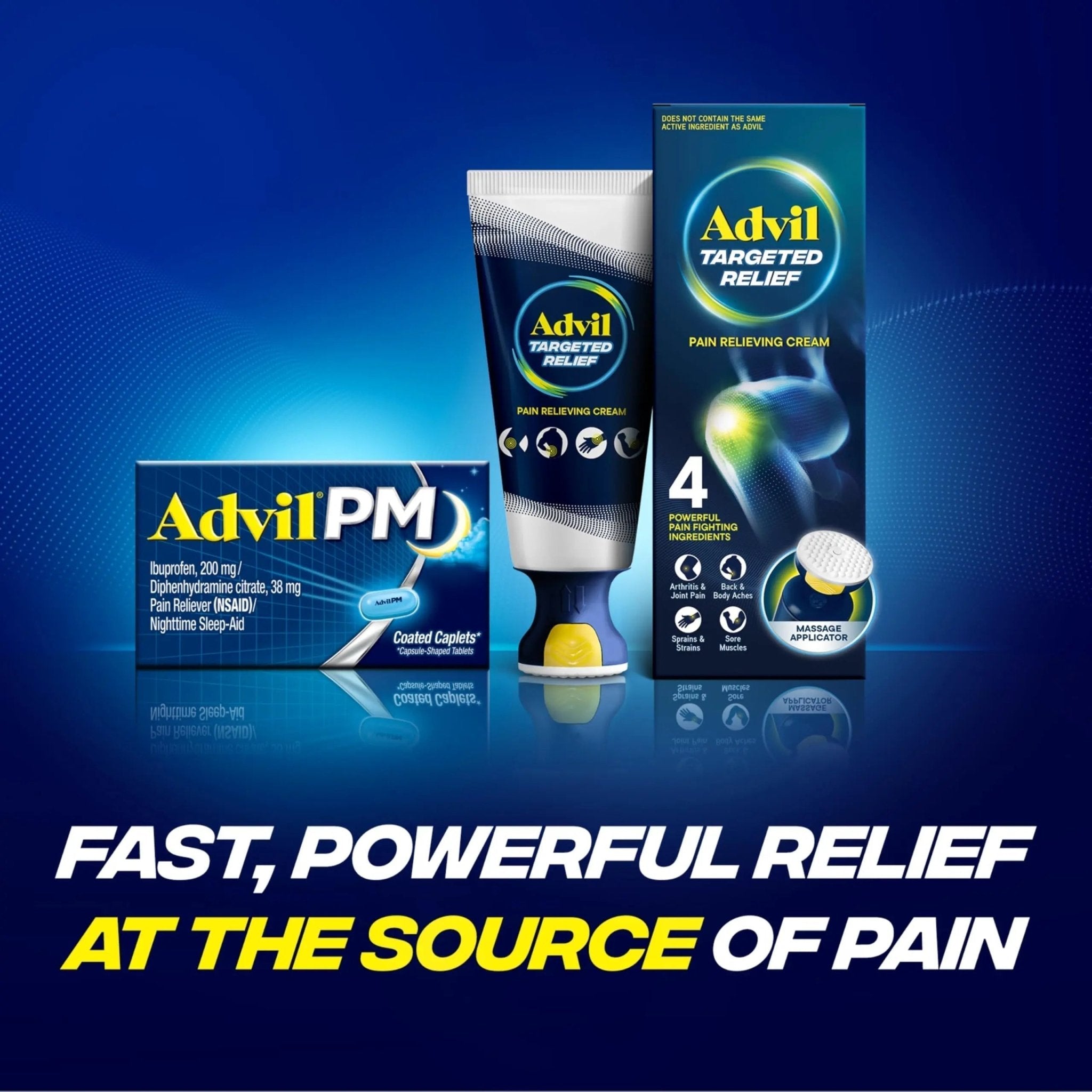 Advil PM Pain Reliever and Nighttime Sleep Aid, Pain Medicine with Ibuprofen for Pain Relief and Diphenhydramine Citrate for a Sleep Aid - 40 Coated Caplets - TrustMedUSA