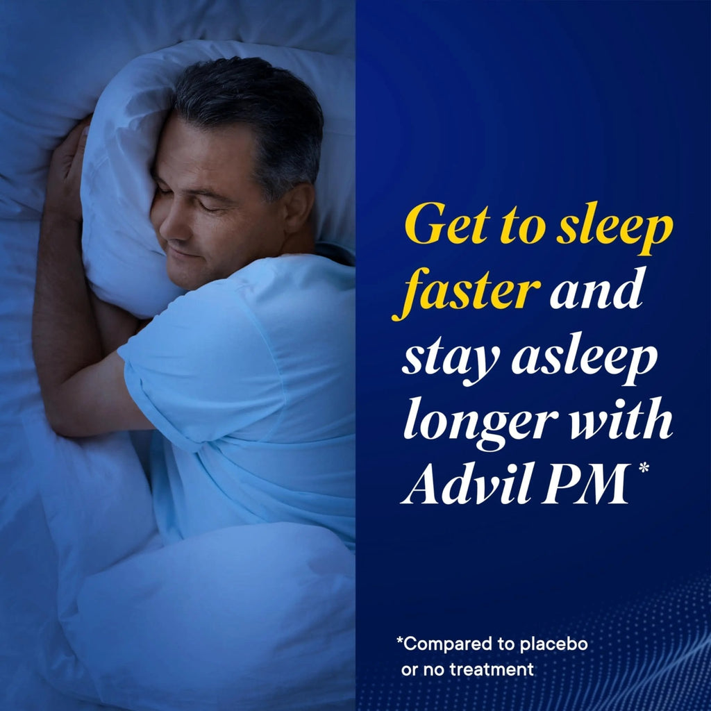 Advil PM Pain Reliever and Nighttime Sleep Aid, Pain Medicine with Ibuprofen for Pain Relief and Diphenhydramine Citrate for a Sleep Aid - 40 Coated Caplets - TrustMedUSA