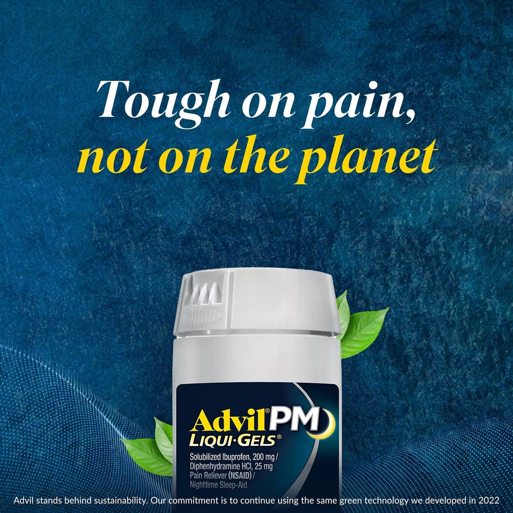 Advil PM Pain Reliever and Nighttime Sleep Aid, Pain Medicine with Ibuprofen for Pain Relief and Diphenhydramine Citrate for a Sleep Aid - 40 Coated Caplets - TrustMedUSA