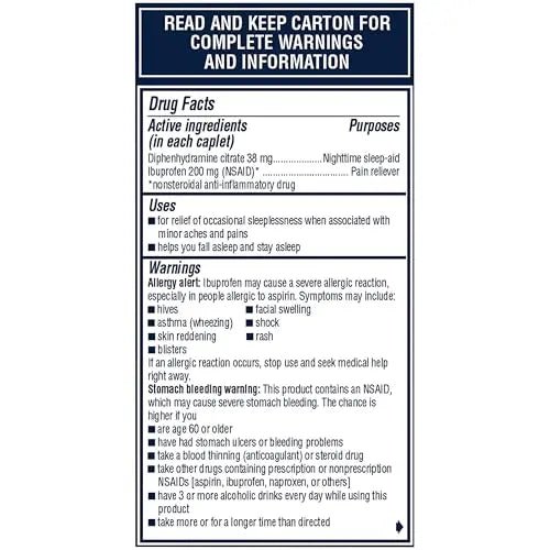 Advil PM Pain Reliever and Nighttime Sleep Aid, Pain Medicine with Ibuprofen for Pain Relief and Diphenhydramine Citrate for a Sleep Aid - 80 Coated Caplets - TrustMedUSA