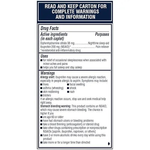 Advil PM Pain Reliever and Nighttime Sleep Aid, Pain Medicine with Ibuprofen for Pain Relief and Diphenhydramine Citrate for a Sleep Aid - 80 Coated Caplets - TrustMedUSA