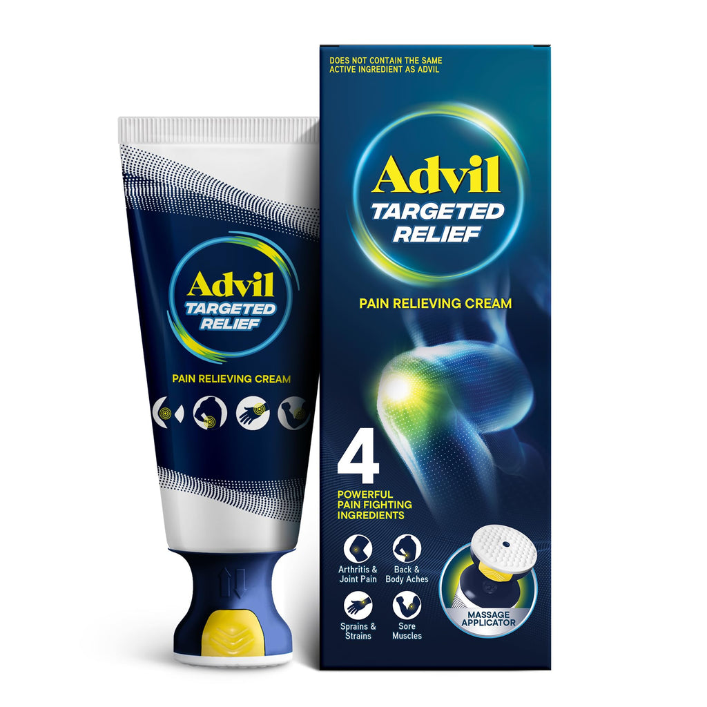 Advil Targeted Relief Pain Relieving Cream with Massage Applicator, Up to 8 Hours of Powerful Relief of Minor Arthritis Pain, Joint Pain, Lower Back Pain and Muscle Pain, 2.5 oz - Maple Wellness Supplements
