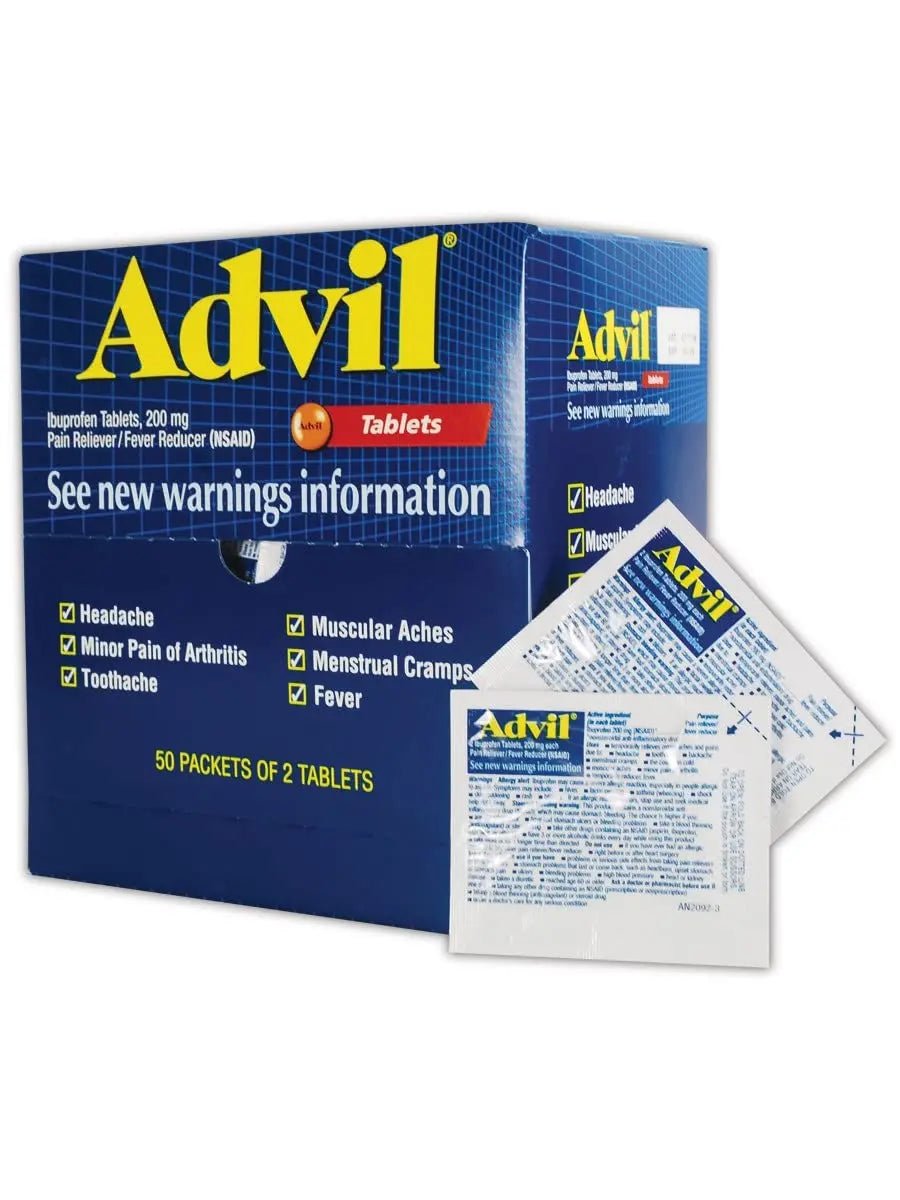 Advil WL0151-50 Ibuprofen Pain Relief Tablet, 200mg, Standard, Blue/Red (Pack of 50) - TrustMedUSA