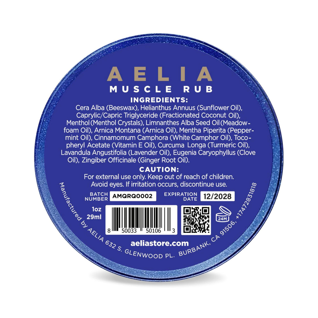 AELIA Muscle Rub - Coconut Oil, Vitamin E, Arnica, Ginger Root, Turmeric & Lavender – 1 oz - TrustMedUSA