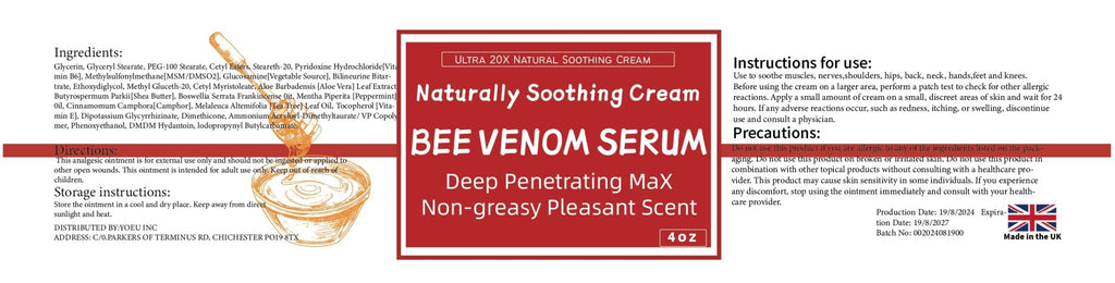 AEROMAXX Bee Venom Muscle & Joint Cream, 10X Ultra Strength Care Ointment, Natural Organic Formula, for Shoulder, Back, Neck, Hands, Knuckles, Elbows, Feet, Leg, Knees, Ankle, Adults, Seniors - TrustMedUSA