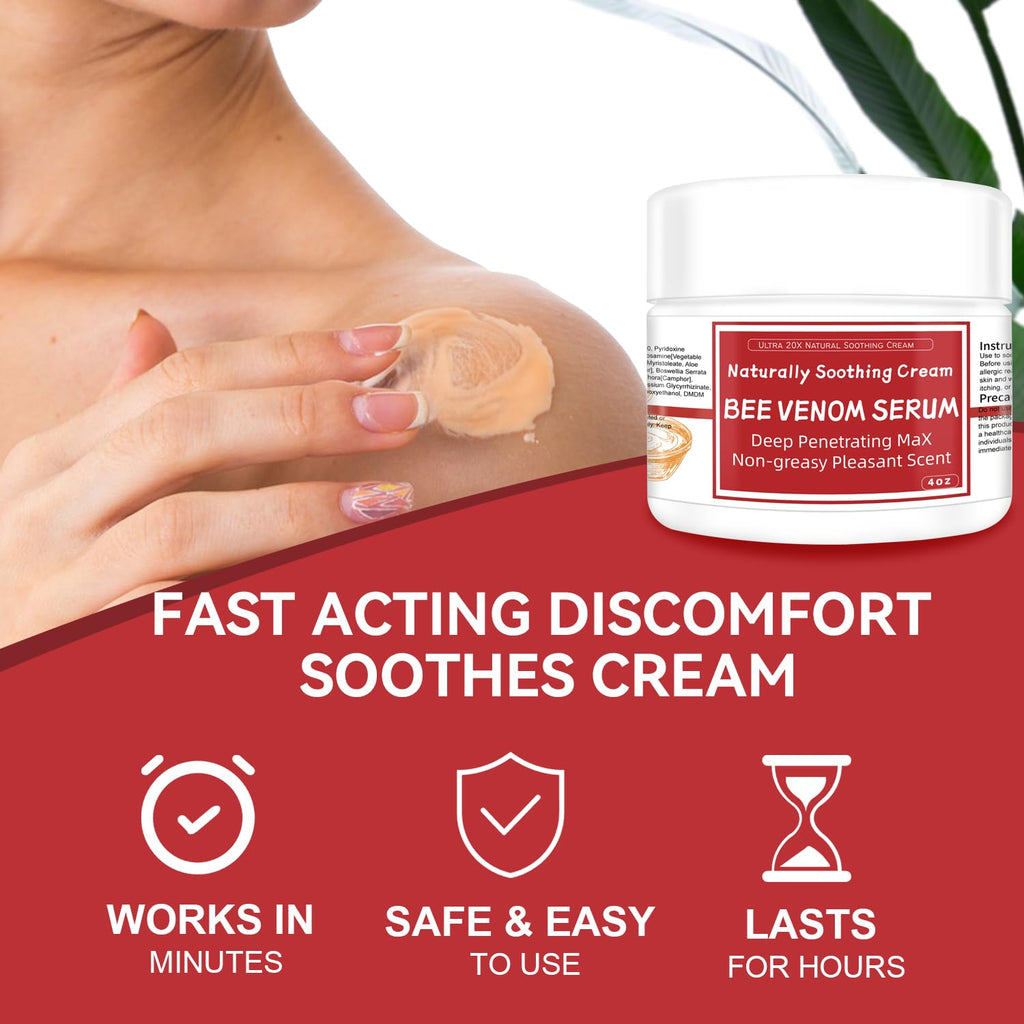 AEROMAXX Bee Venom Muscle & Joint Cream, 10X Ultra Strength Care Ointment, Natural Organic Formula, for Shoulder, Back, Neck, Hands, Knuckles, Elbows, Feet, Leg, Knees, Ankle, Adults, Seniors - TrustMedUSA