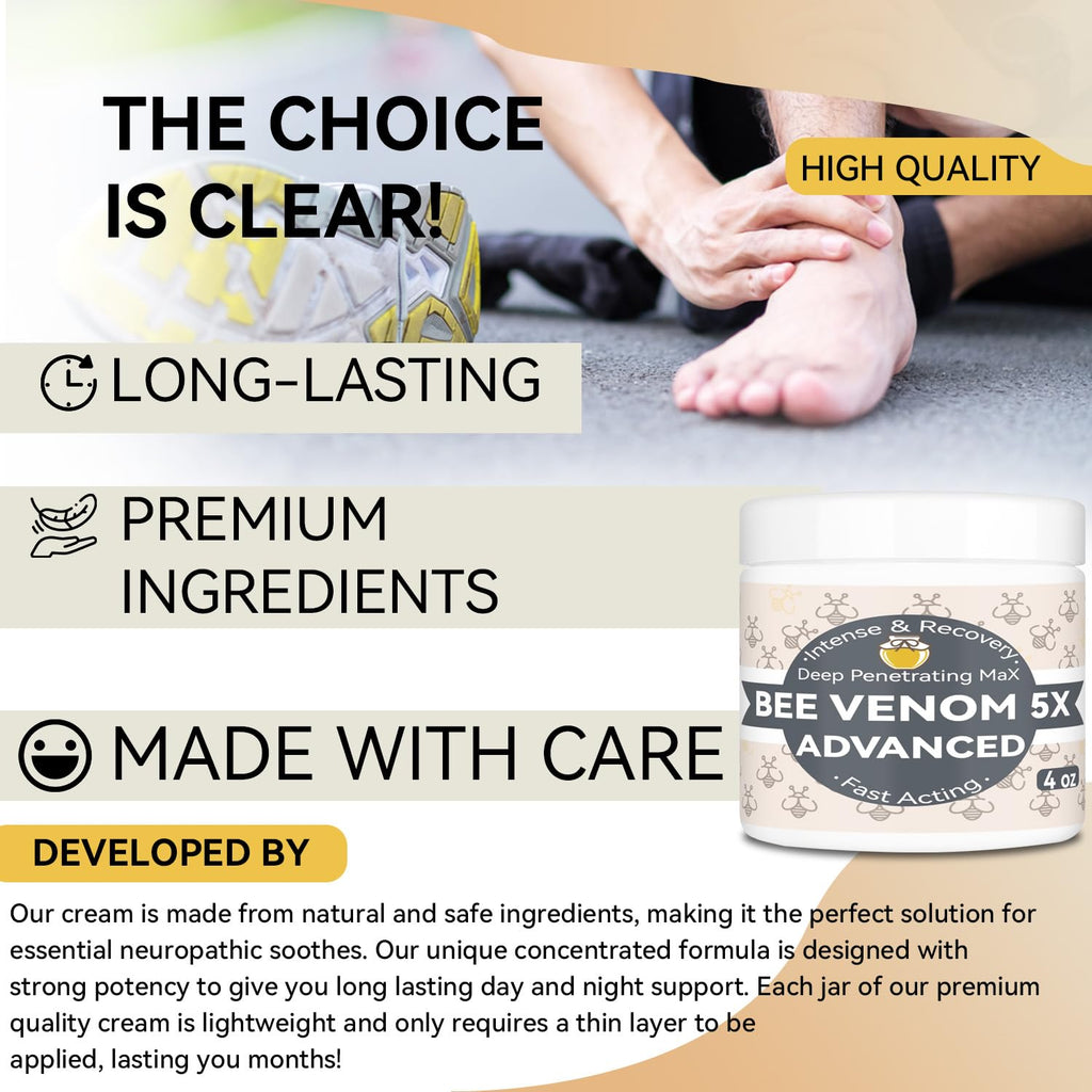 AEROMAXX Organic Bee Venom Muscle Joint Cream, 10x Maximum Caring Ointment, Soothe Shoulder, Back, Neck, Hands, Knuckles, Elbows, Feet, Leg, Knees, Ankle, Meniscus, for Adults, Elderly - TrustMedUSA