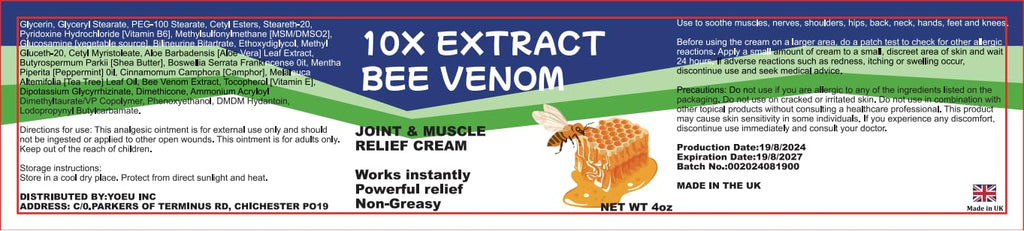 AEROMAXX Zealand Bee Venom Serum Treat Cream, Professional for Joint, Muscle, Bone, 24h Fast Release, Effective Soothing for Back, Neck, Hand, Foot, Knee, Muscle, Shoulder, Hip, Nerve, Vitamin B6 - TrustMedUSA
