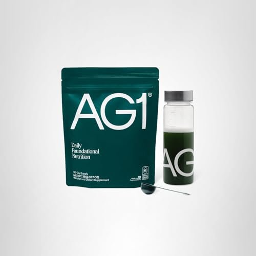 AG1 Greens Powder Supplement | Improve Gut Health | Multivitamin, Probiotic, Gluten Free, Vegan and Keto Friendly | Shaker & Scoop Included | 75 Vitamins (Athletic Greens), Classic Formula - TrustMedUSA