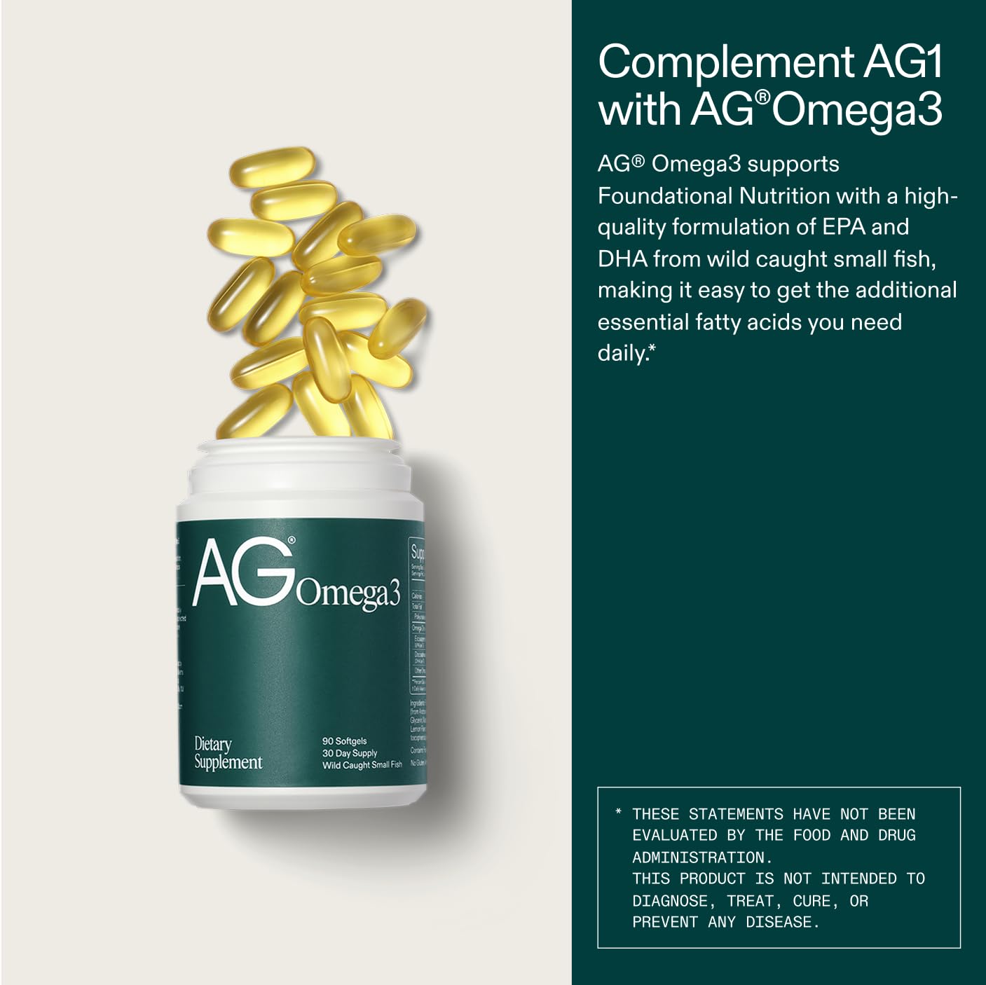 AG1 Omega 3 Fish Oil Softgels – 2000mg EPA & DHA from Wild-Caught Fish, Supports Heart, Brain & Joint Health | 90 Capsules | Athletic Greens Supplement - TrustMedUSA