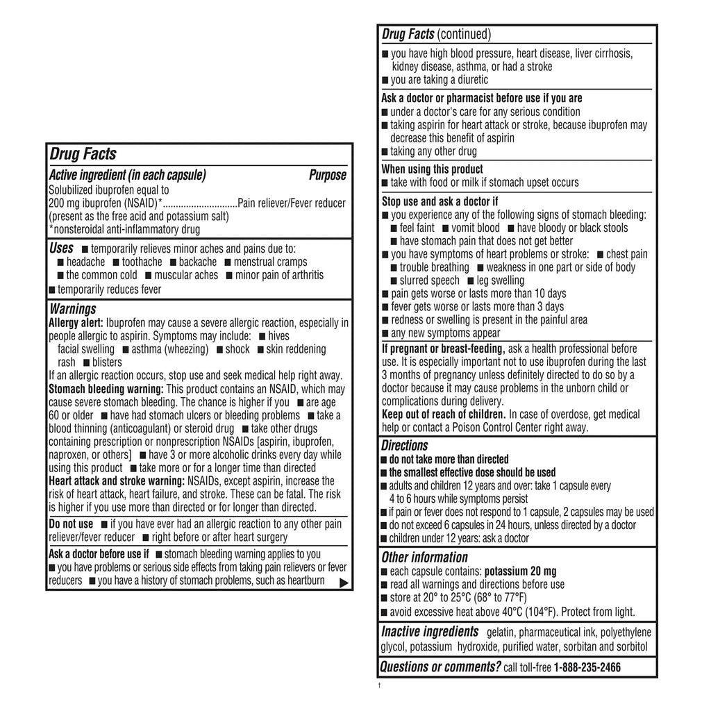 A+Health Dye-Free Ibuprofen 200 Mg Mini Softgels, Pain Reliever/Fever Reducer (NSAID), 180 Count - TrustMedUSA