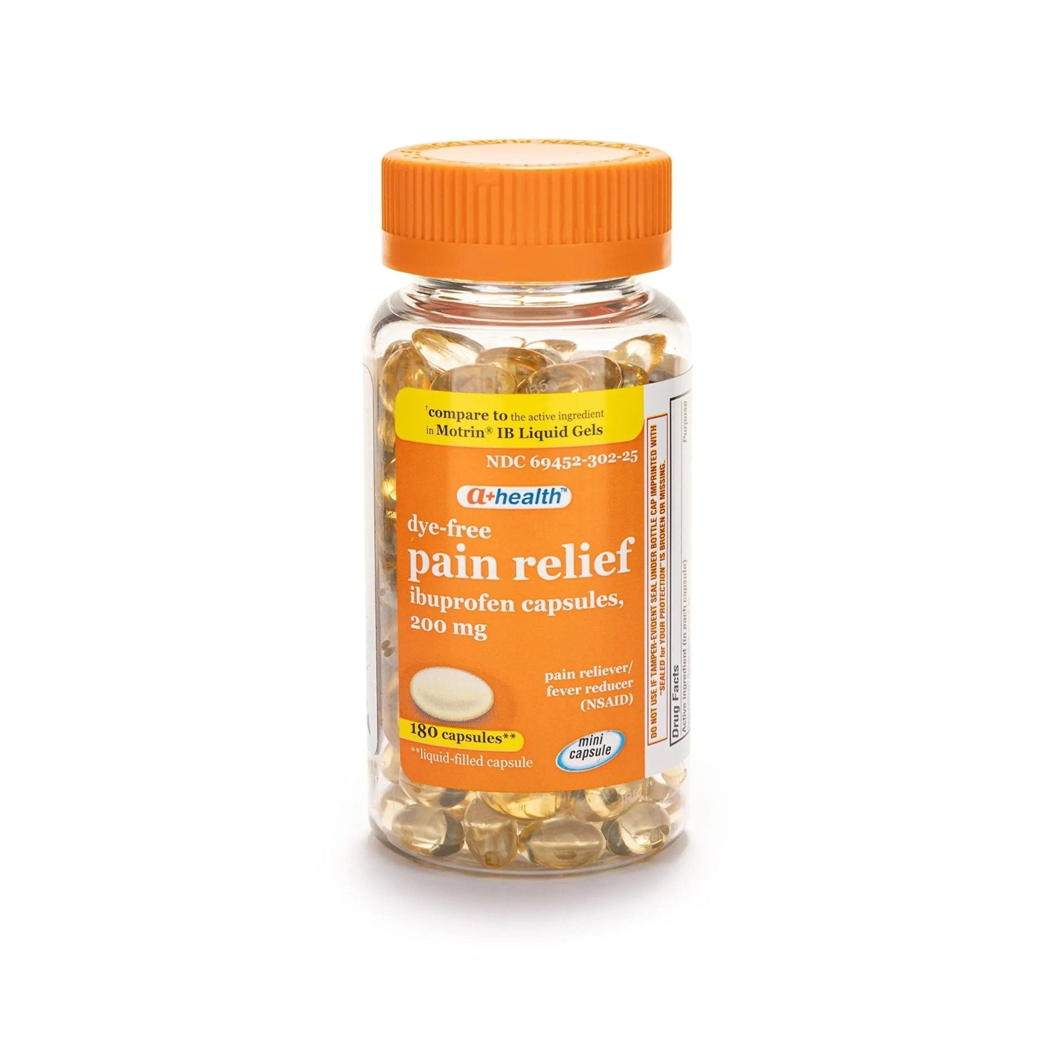 A+Health Dye-Free Ibuprofen 200 Mg Mini Softgels, Pain Reliever/Fever Reducer (NSAID), 180 Count - TrustMedUSA