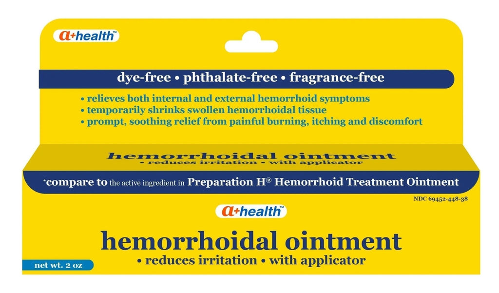 A+Health Hemorrhoid Treatment, Hemorrhoidal Ointment Relieves Symptoms of Burning, Itching, Discomfort, 2 Ounce Tube with Applicator, Reduces Irritation and Pain Relief - TrustMedUSA