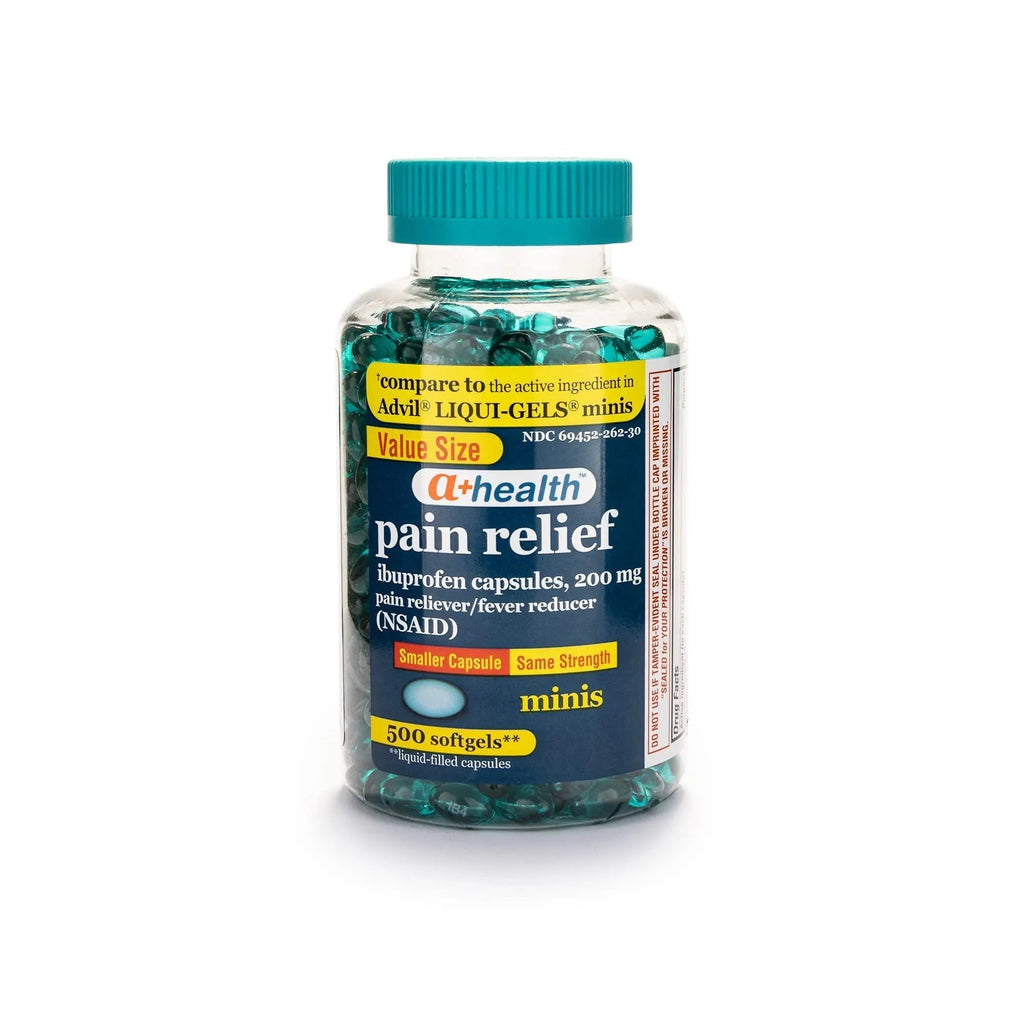 A+Health Mini Ibuprofen 200 Mg Softgels, Pain Reliever/Fever Reducer (NSAID), 500 Count - TrustMedUSA