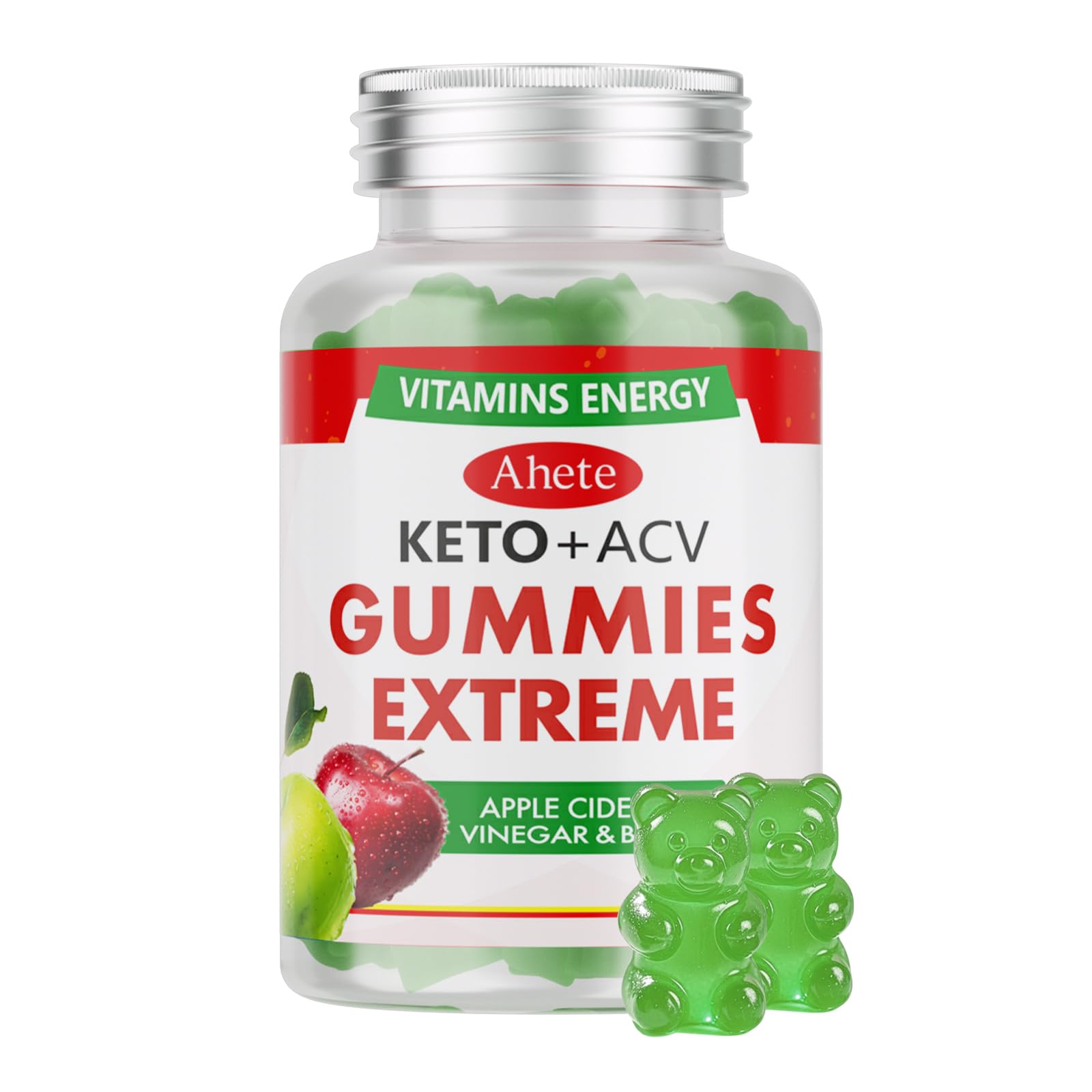 Ahete Keto Apple Cider Vinegar Gummies with Vitamin B6, B12, Folate & Beet Root, Keto ACV Gummies Supports Daily Wellness & Metabolism, Natural Apple Flavor, 60 Gummies (30 Day Supply) - TrustMedUSA